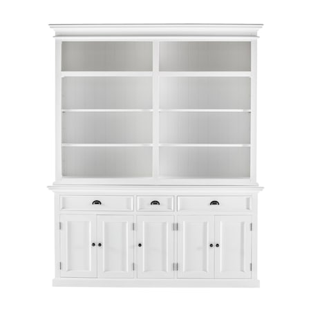 Homeroots 86.61 x 70.87 x 19.69 in. Classic White Hutch Bookcase with 5 Doors & 3 Drawers 397120